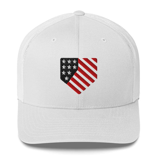 SA Apparel Trucker Hat White Flag Home Plate - Trucker Hat