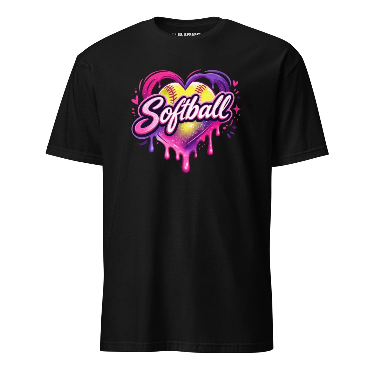Softball Heart Drip - Adult Tee - SA Apparel