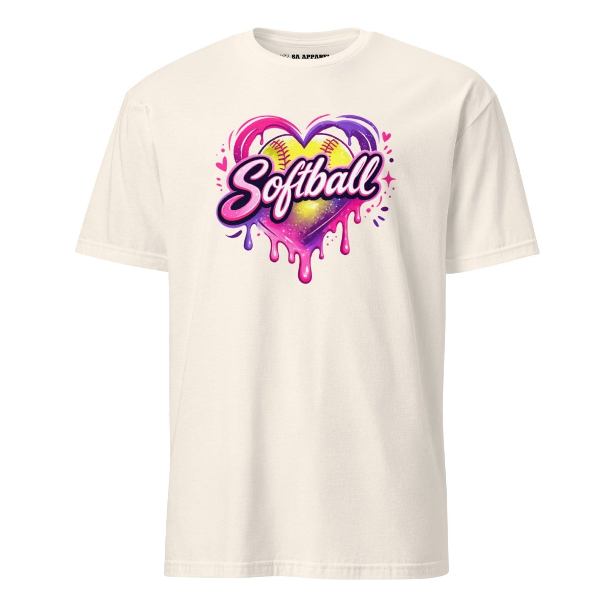 Softball Heart Drip - Adult Tee - SA Apparel