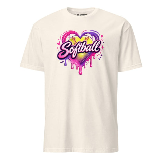 Softball Heart Drip - Adult Tee - SA Apparel