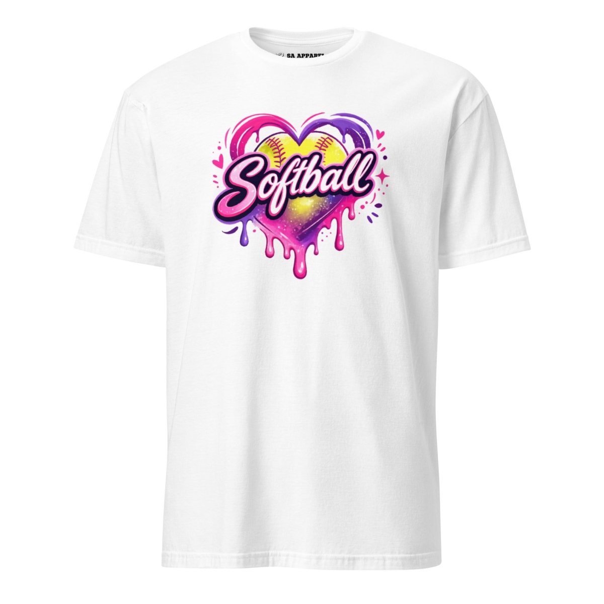 Softball Heart Drip - Adult Tee - SA Apparel