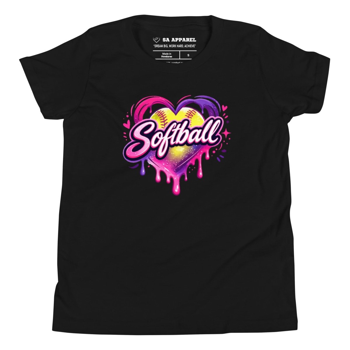 Softball Heart Drip - Youth Tee - SA Apparel