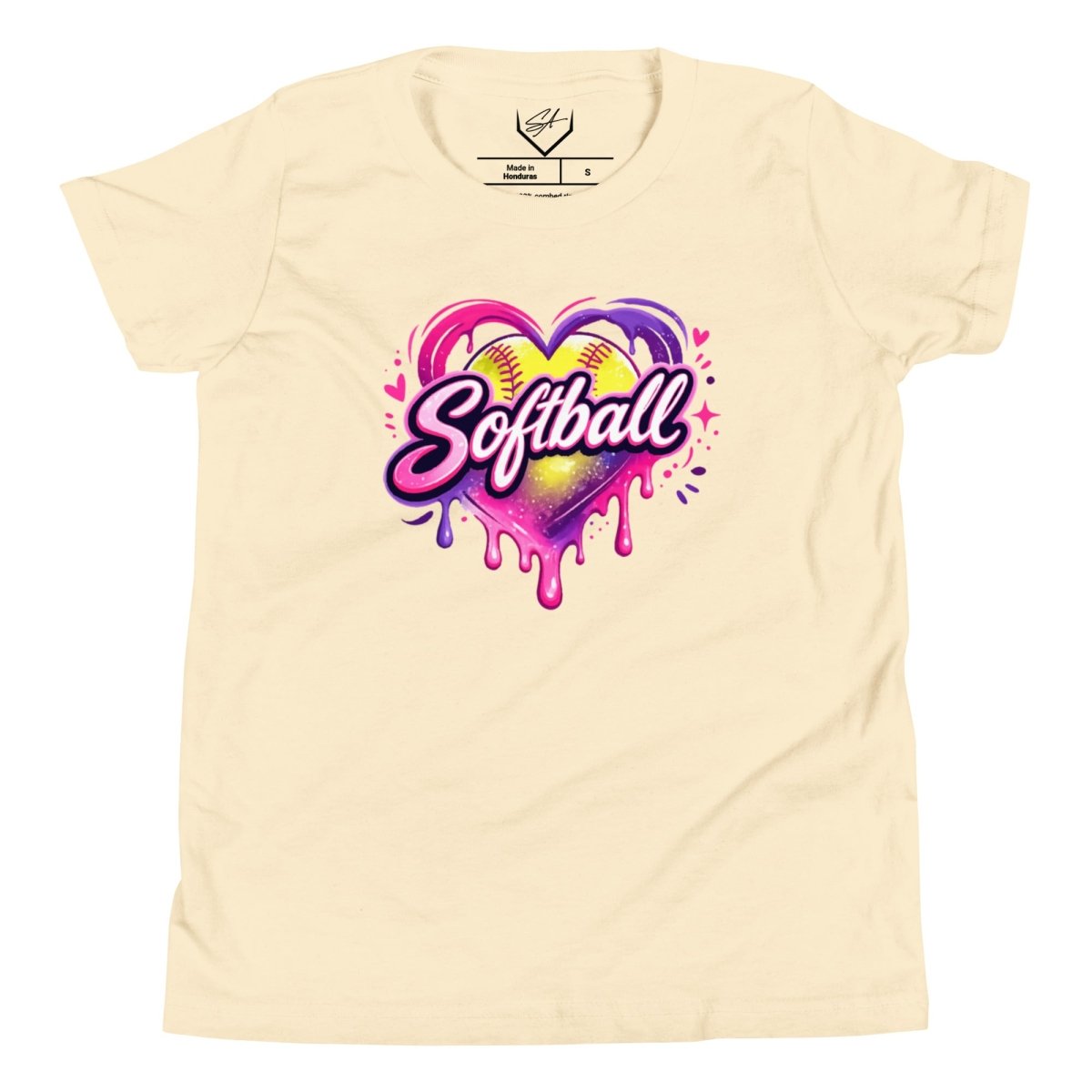 Softball Heart Drip - Youth Tee - SA Apparel