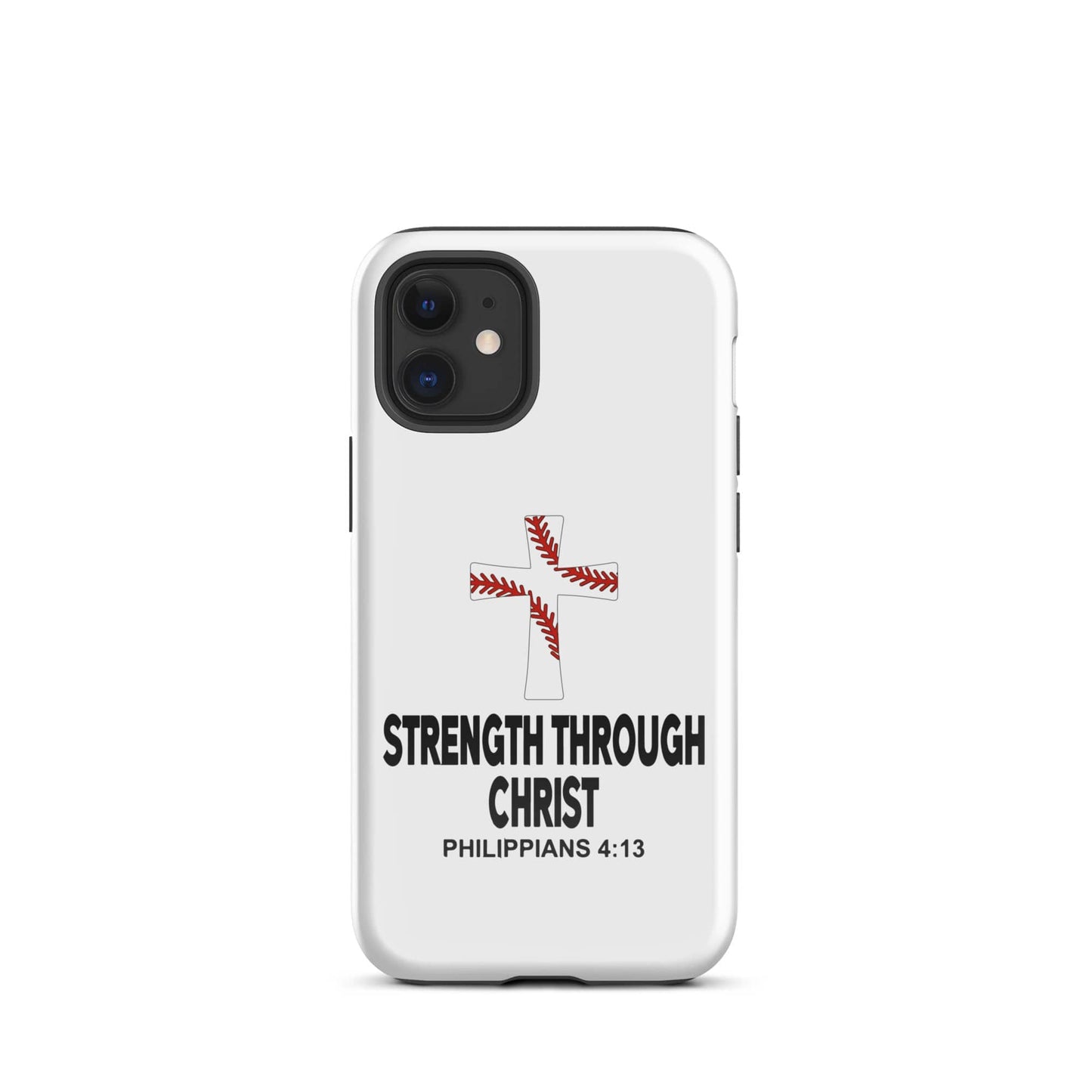 SA Apparel Phone Case iPhone 12 mini Strength Through Christ Baseball - iPhone Tough Case