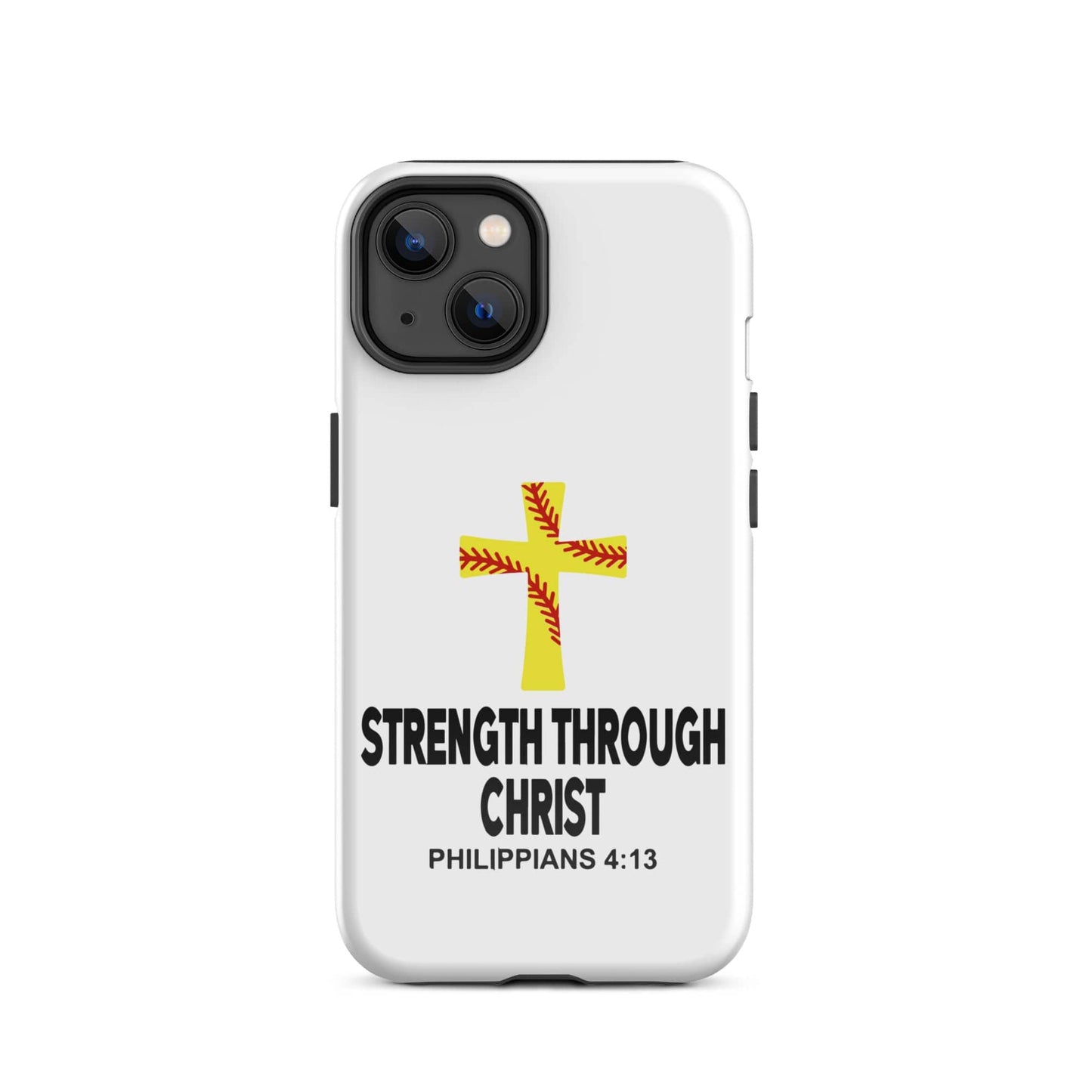 SA Apparel Phone Case iPhone 14 Strength Through Christ Softball - iPhone Tough Case