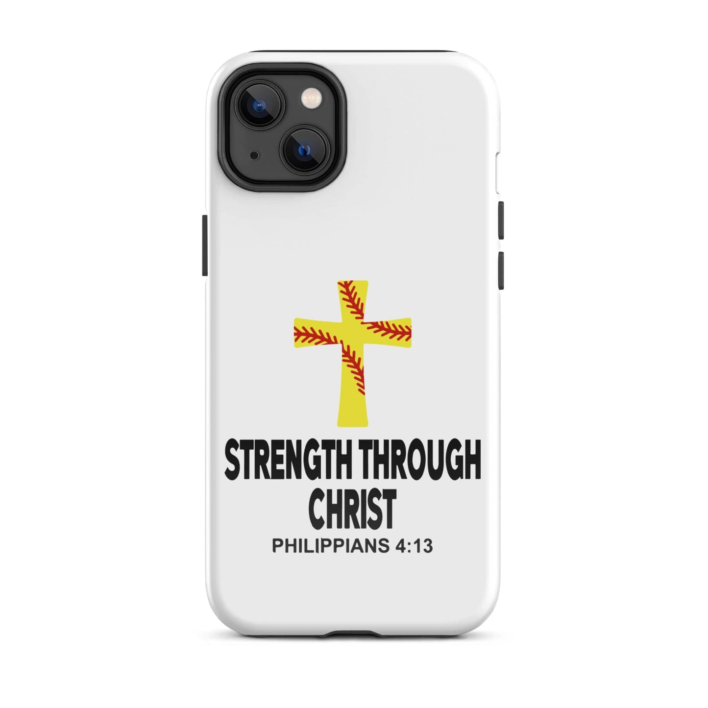 SA Apparel Phone Case iPhone 14 Plus Strength Through Christ Softball - iPhone Tough Case