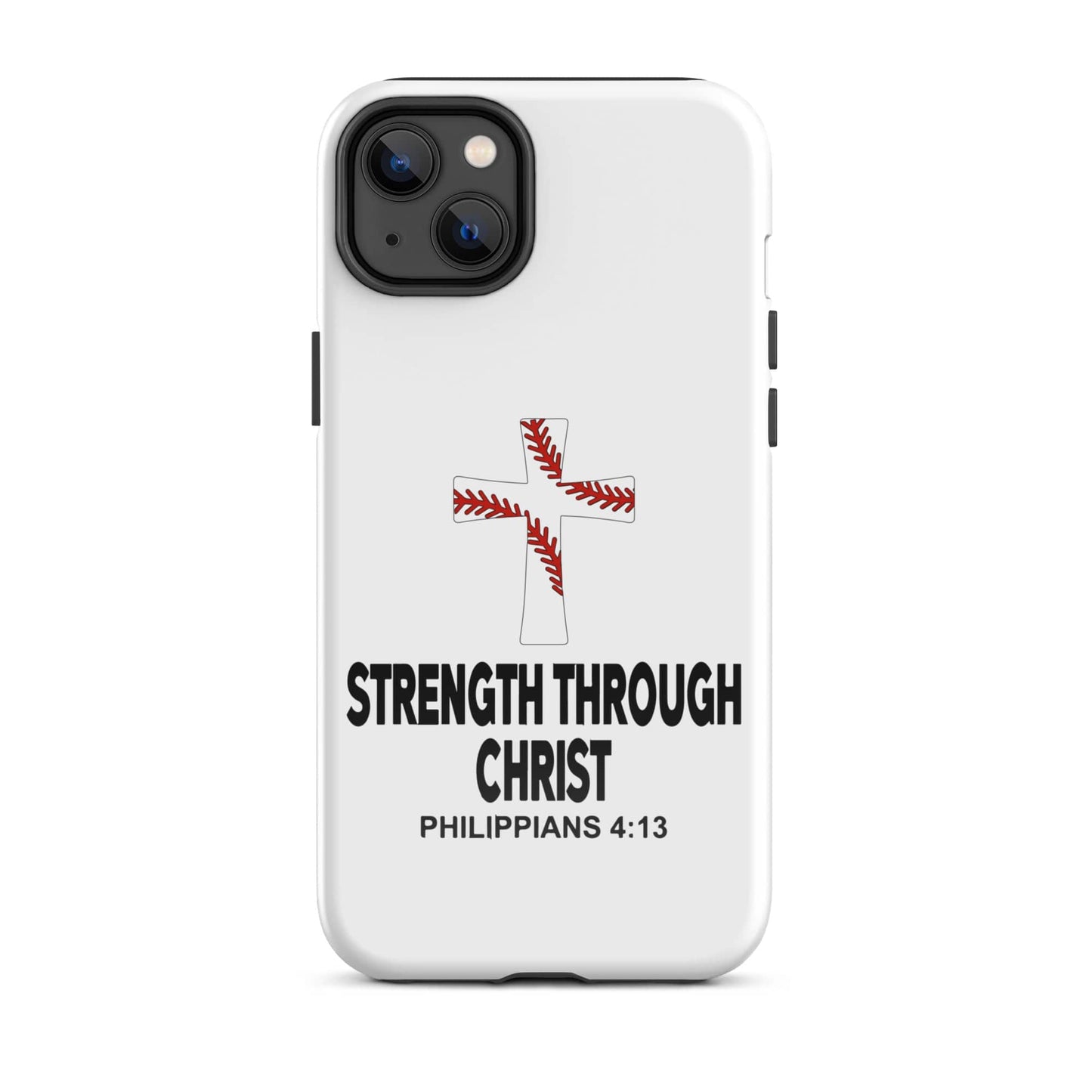 SA Apparel Phone Case iPhone 14 Plus Strength Through Christ Baseball - iPhone Tough Case