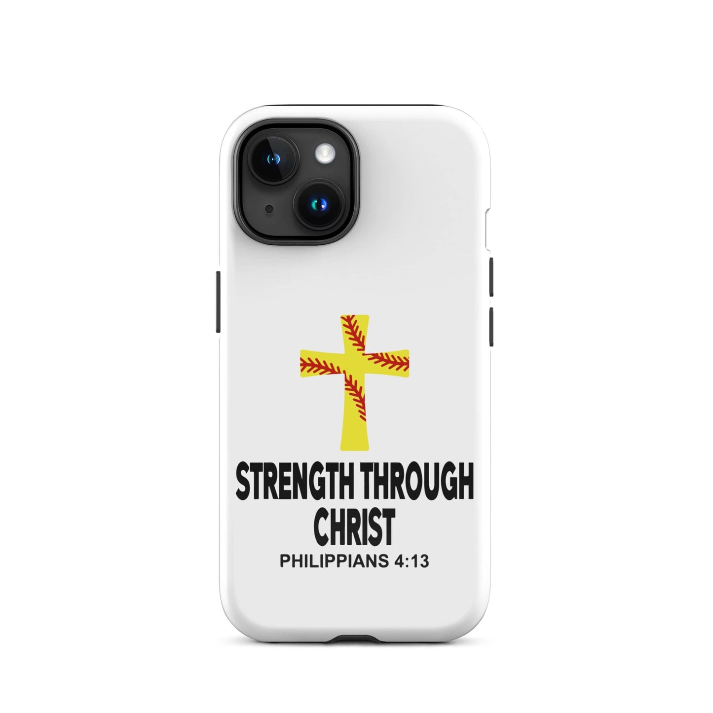 SA Apparel Phone Case iPhone 15 Strength Through Christ Softball - iPhone Tough Case