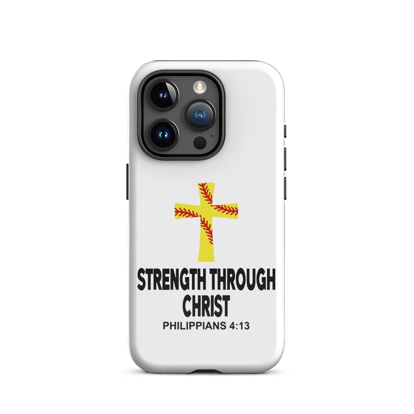 SA Apparel Phone Case iPhone 15 Pro Strength Through Christ Softball - iPhone Tough Case