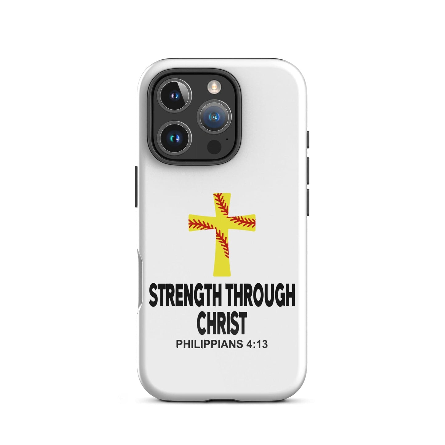 SA Apparel Phone Case iPhone 16 Pro Strength Through Christ Softball - iPhone Tough Case