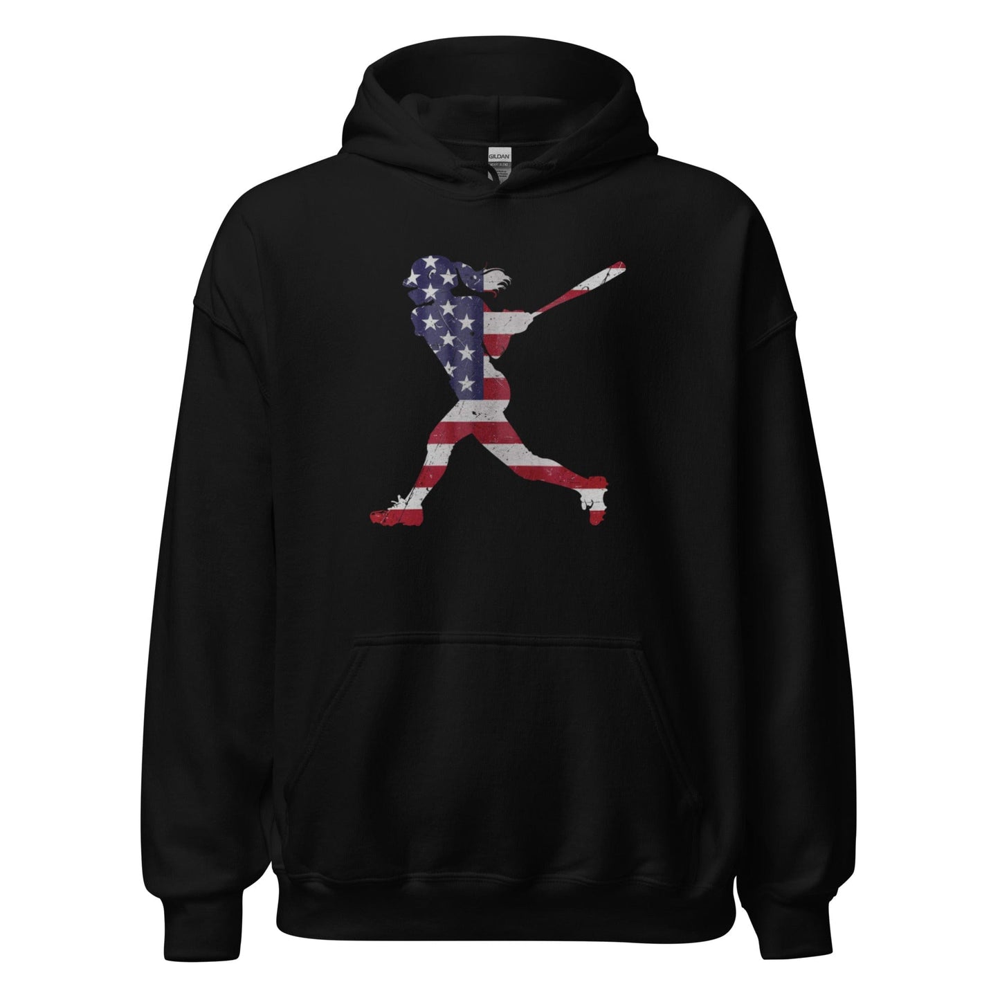 American Flag Softball Batter - Adult Hoodie