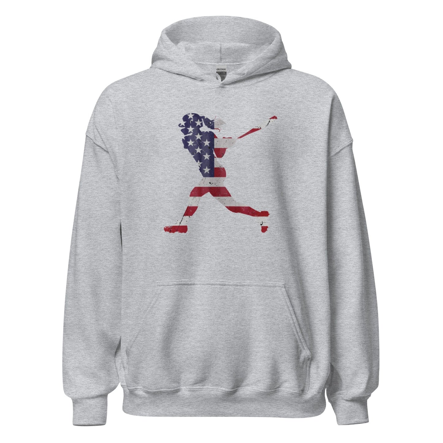 American Flag Softball Batter - Adult Hoodie