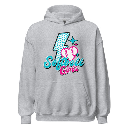 SA Apparel Adult Hoodie Sport Grey / S / Soft Style/Cotton Softball Girls - Adult Hoodie