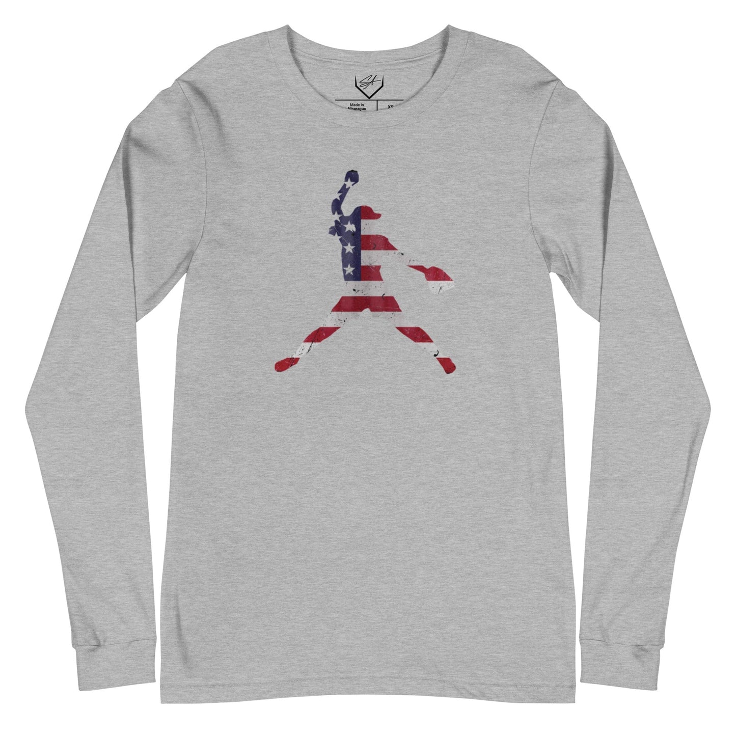 American Flag Softball Pitcher - Adult Long Sleeve