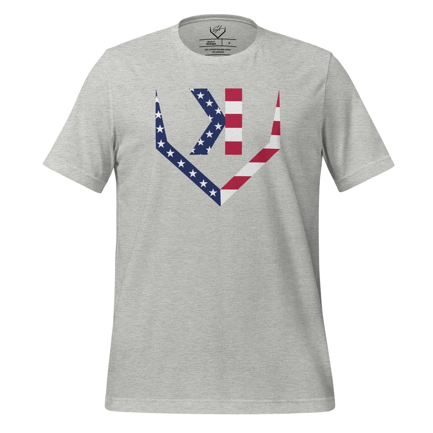 SA Apparel Adult Tee Light Grey / S / Soft Style/Cotton American Flag Home Plate Non-Distressed - Adult Tee