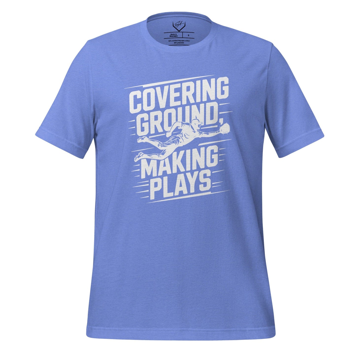 SA Apparel Adult Tee Heather Columbia Blue / S / Soft Style/Cotton Covering Ground Making Plays - Adult Tee