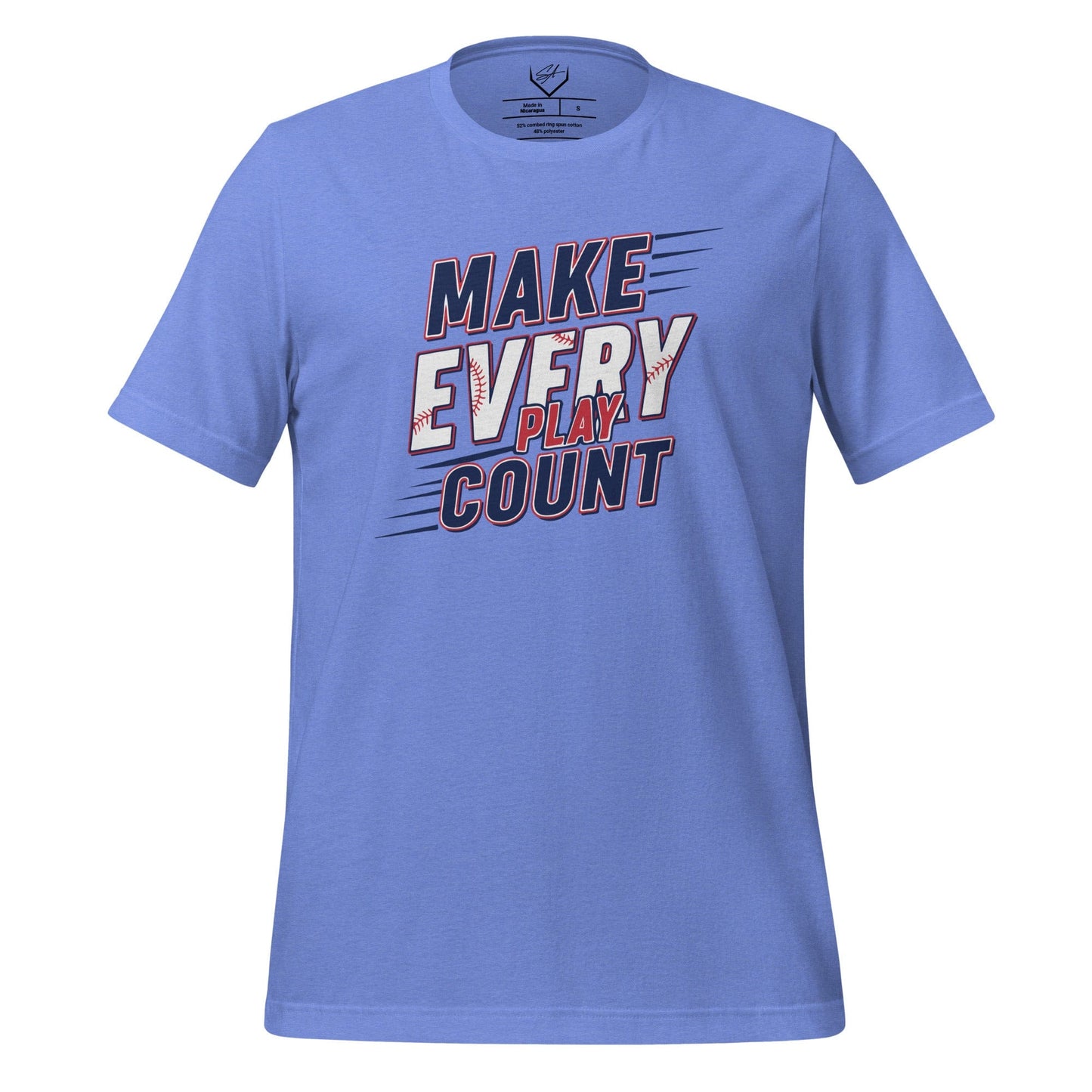 SA Apparel Adult Tee Heather Columbia Blue / S / Soft Style/Cotton Make Every Play Count - Adult Tee