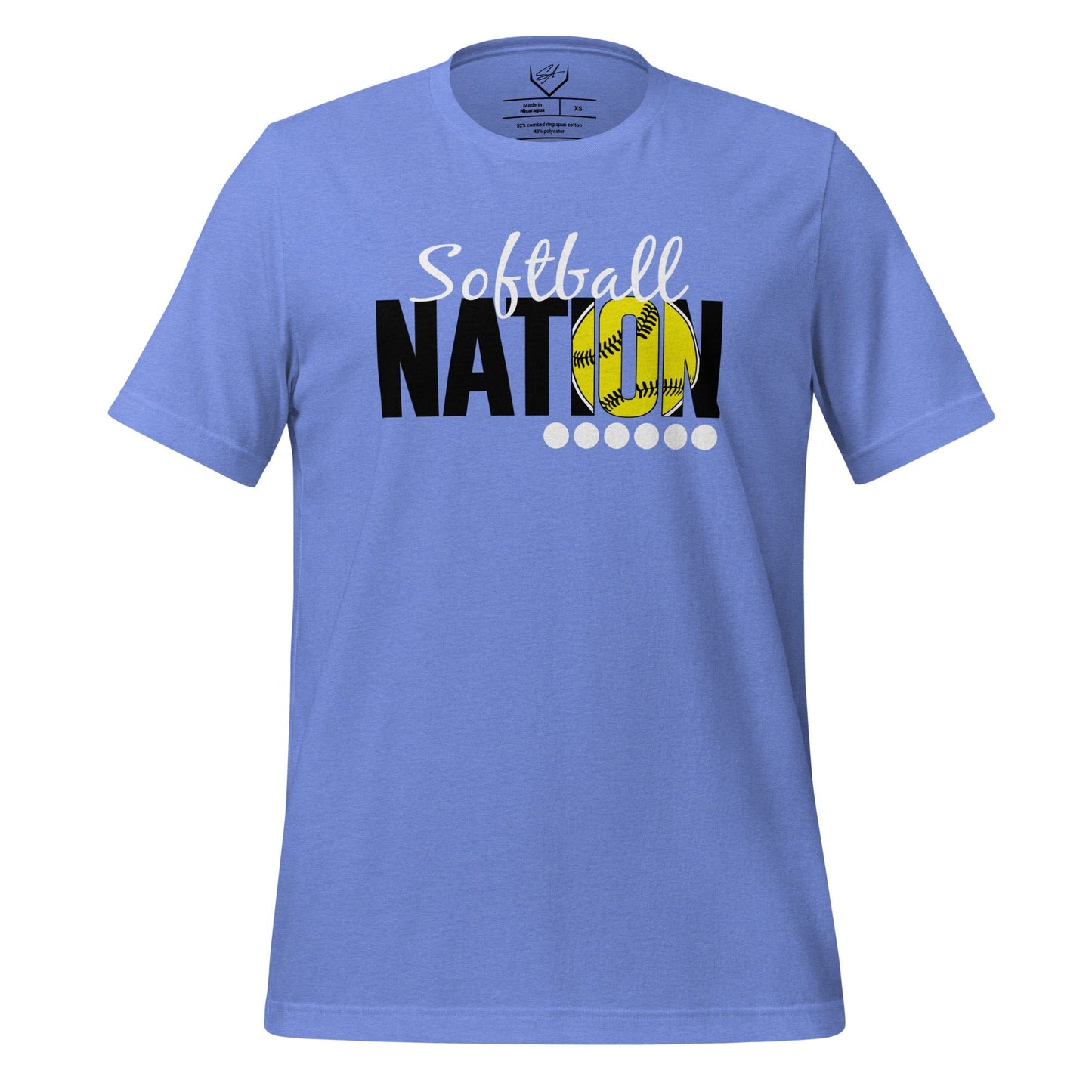 SA Apparel Adult Tee Heather Columbia Blue / XS / Soft Style/Cotton Softball Nation - Adult Tee