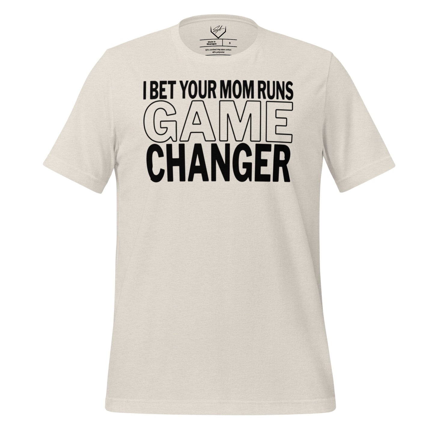 SA Apparel Adult Tee Natural / S / Soft Style/Cotton I Bet Your Mom Runs Game Changer - Adult Tee