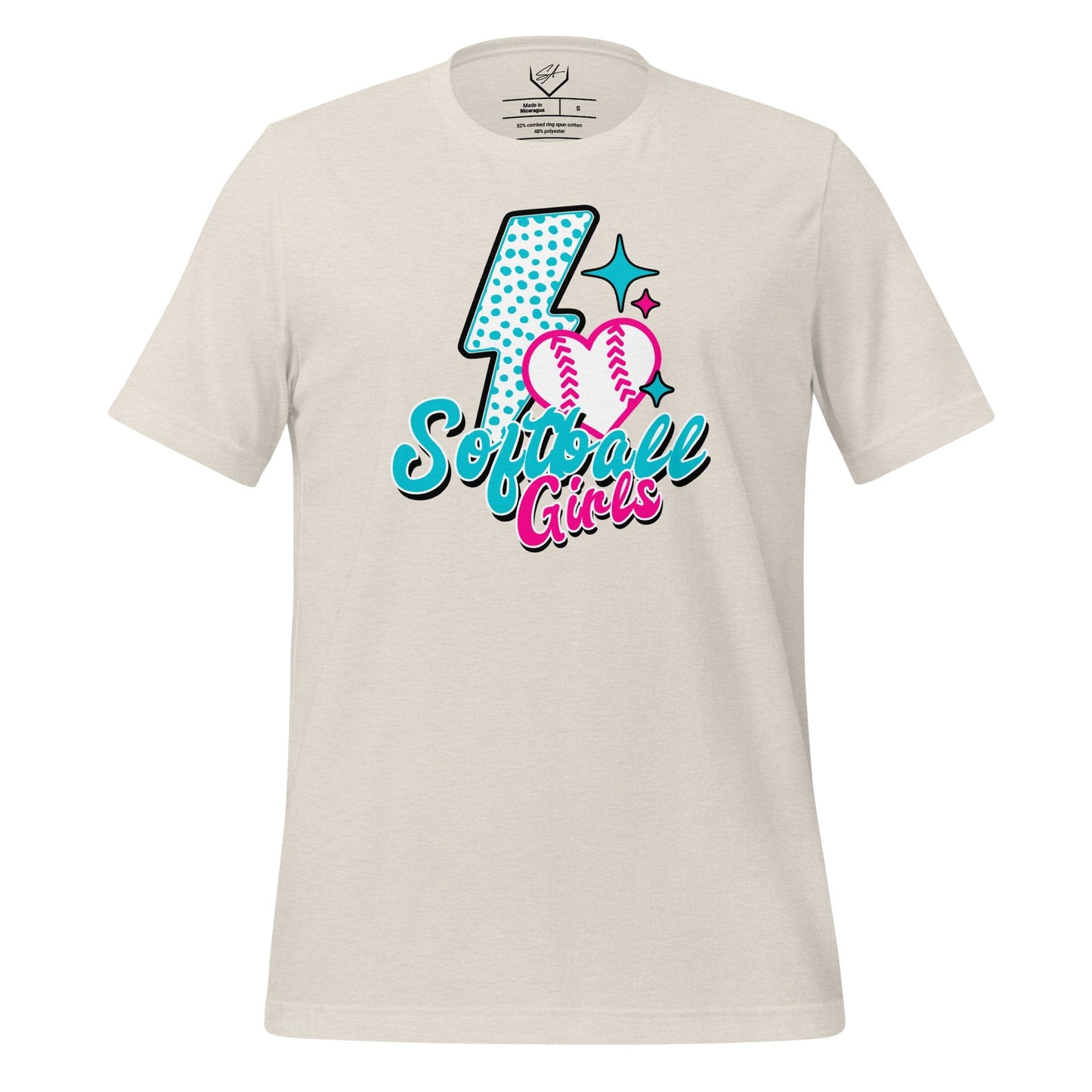 SA Apparel Adult Tee Natural / S / Soft Style/Cotton Softball Girls - Adult Tee