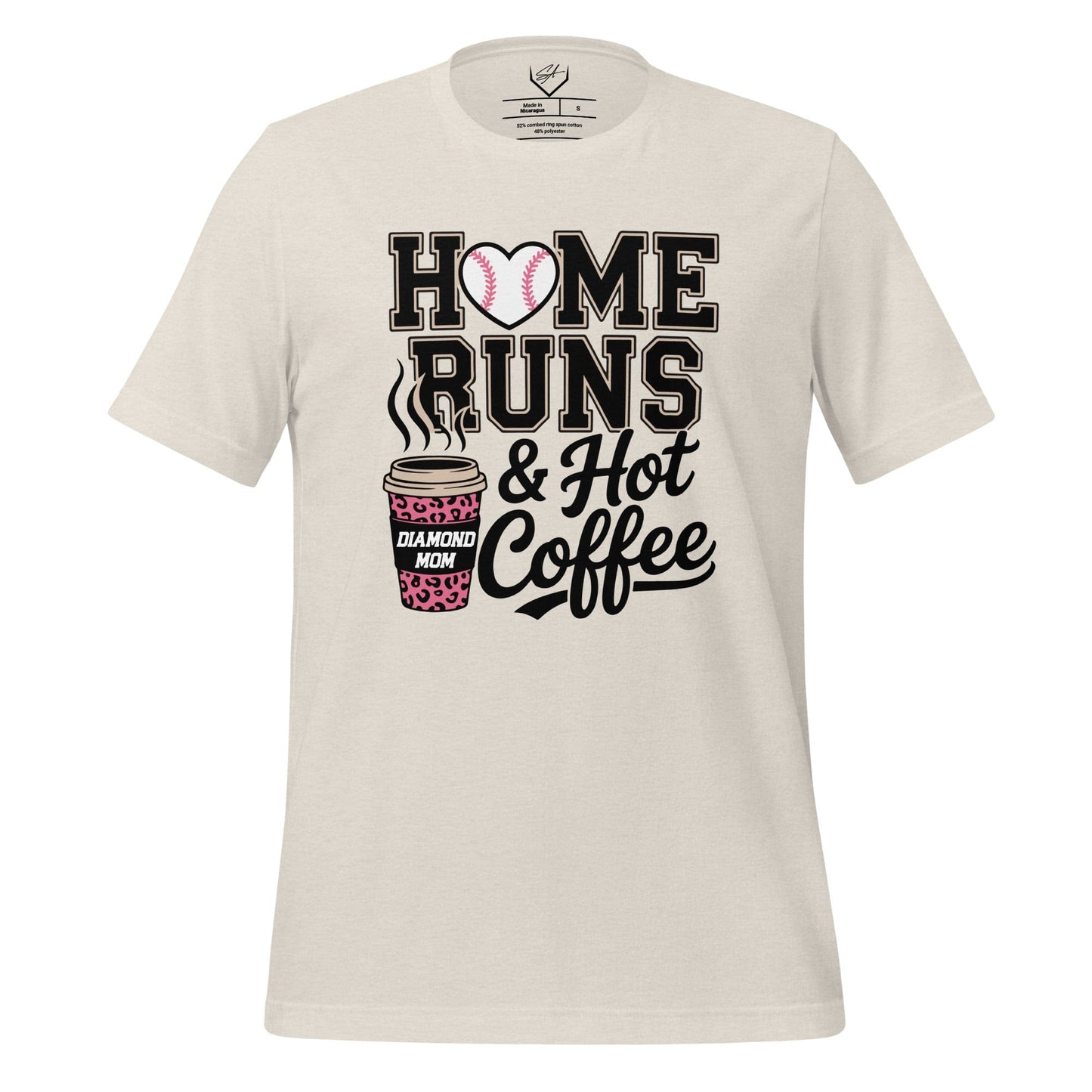 SA Apparel Adult Tee Natural / S / Soft Style/Cotton Home Runs & Hot Coffee - Adult Tee