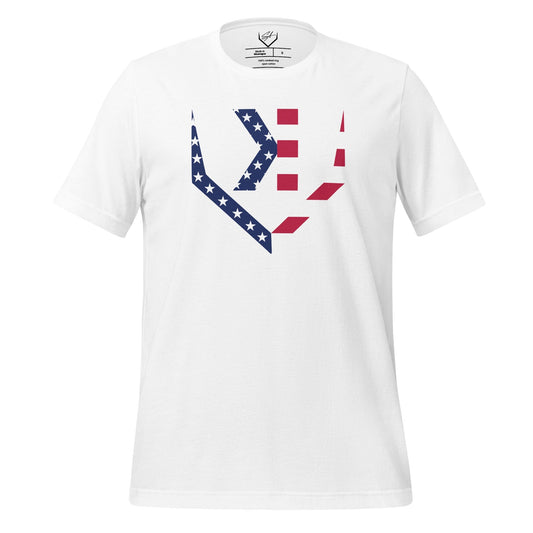 SA Apparel Adult Tee White / S / Soft Style/Cotton American Flag Home Plate Non-Distressed - Adult Tee