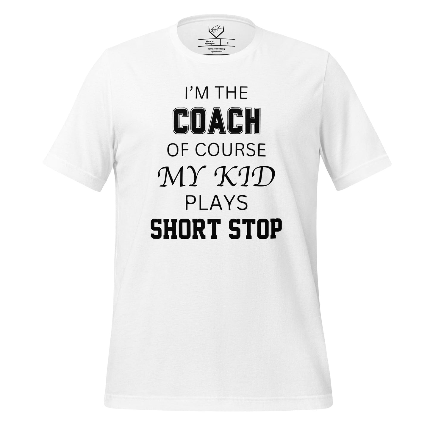 SA Apparel Adult Tee White / S / Soft Style/Cotton I'm The Coach Of Course My Kid Plays Short Stop - Adult Tee