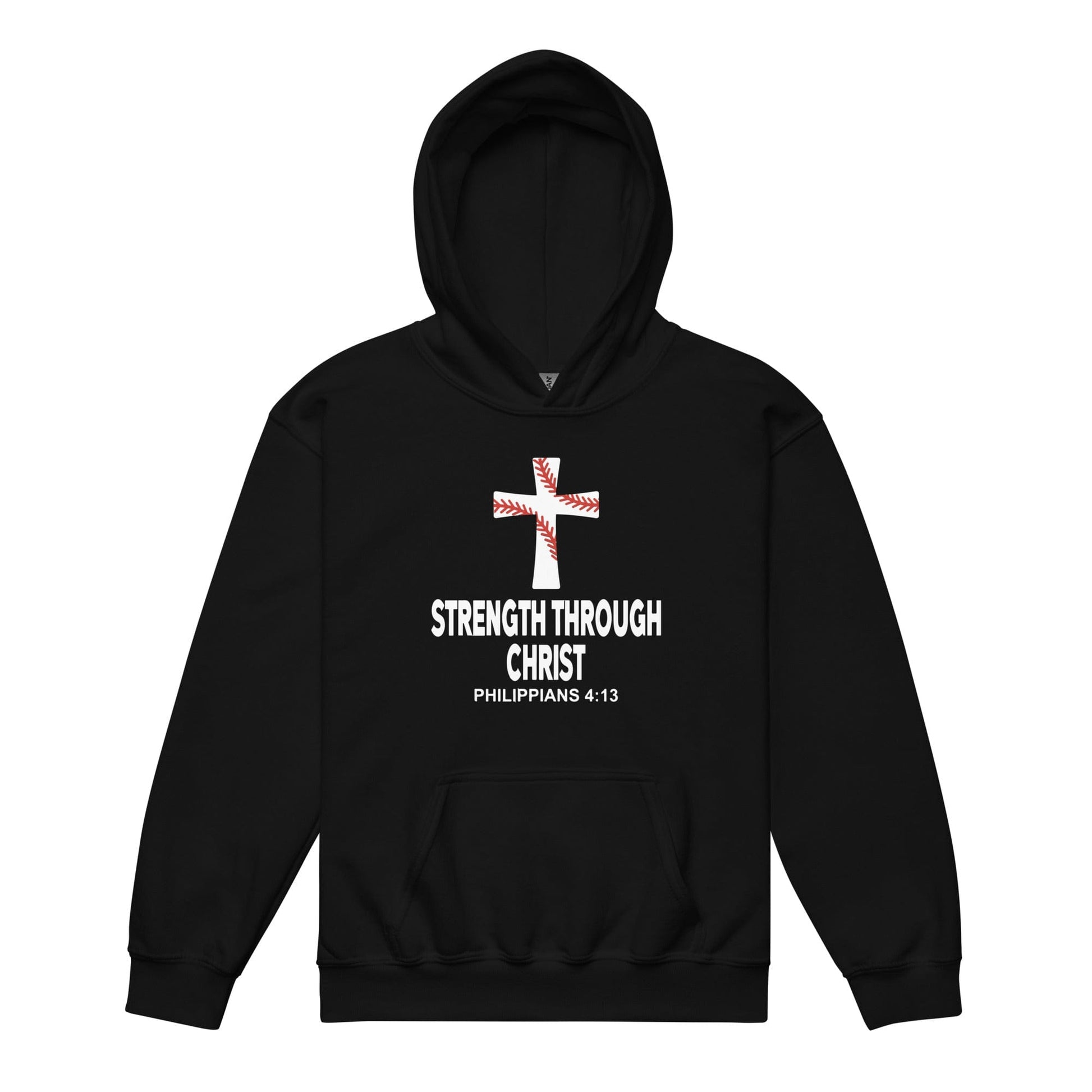 SA Apparel Black / S Strength Through Christ Baseball - Youth Hoodie