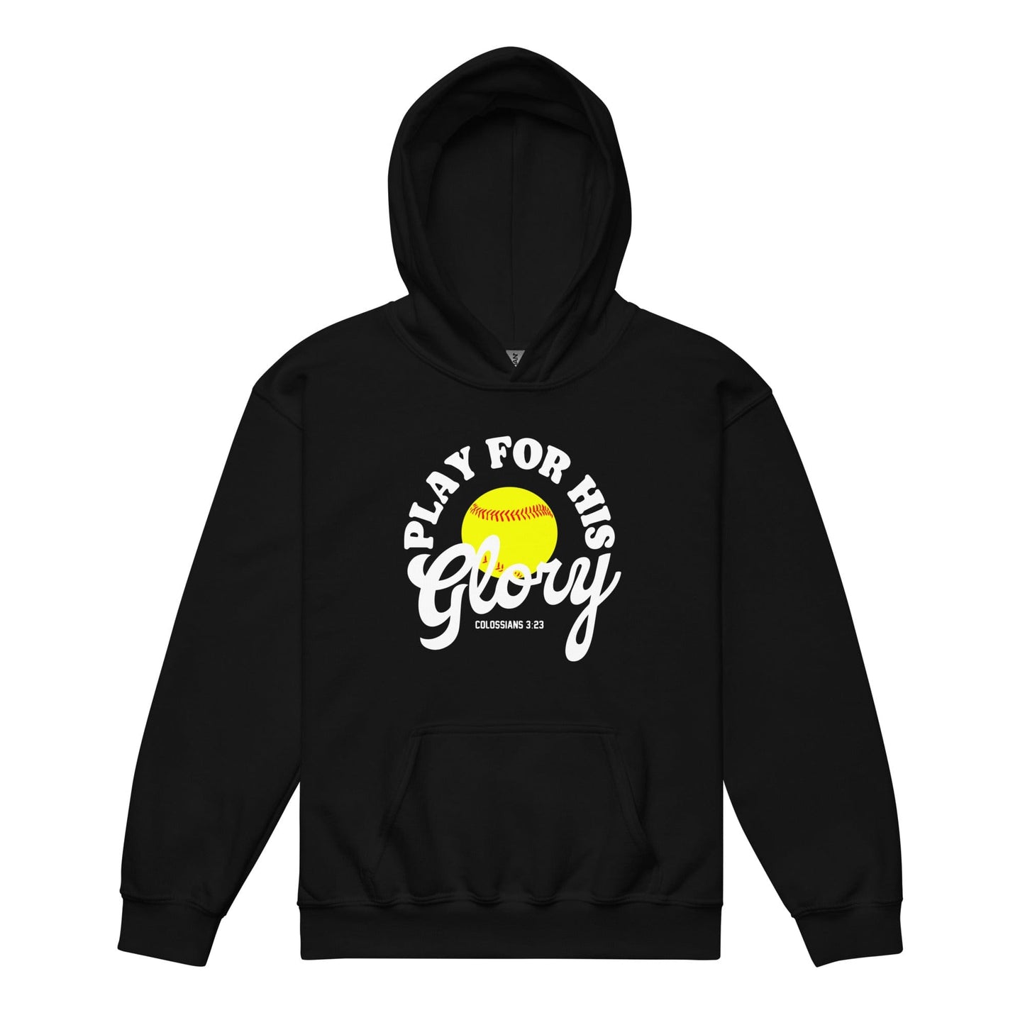 SA Apparel Black / S Play For His Glory Softball - Youth Hoodie