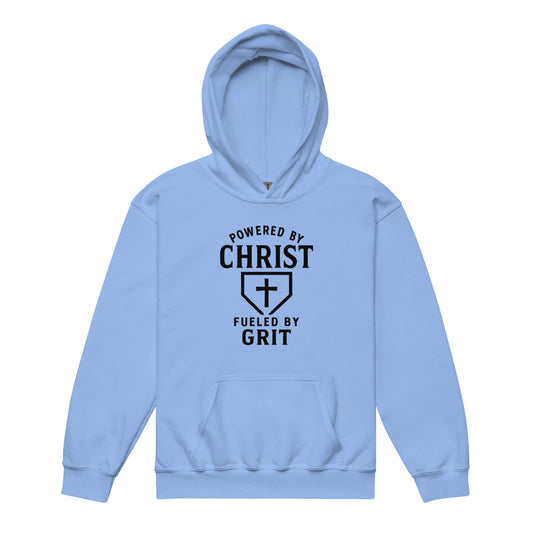 SA Apparel Youth Hoodie Carolina Blue / S Powered By Christ, Fueled By Grit - Youth Hoodie