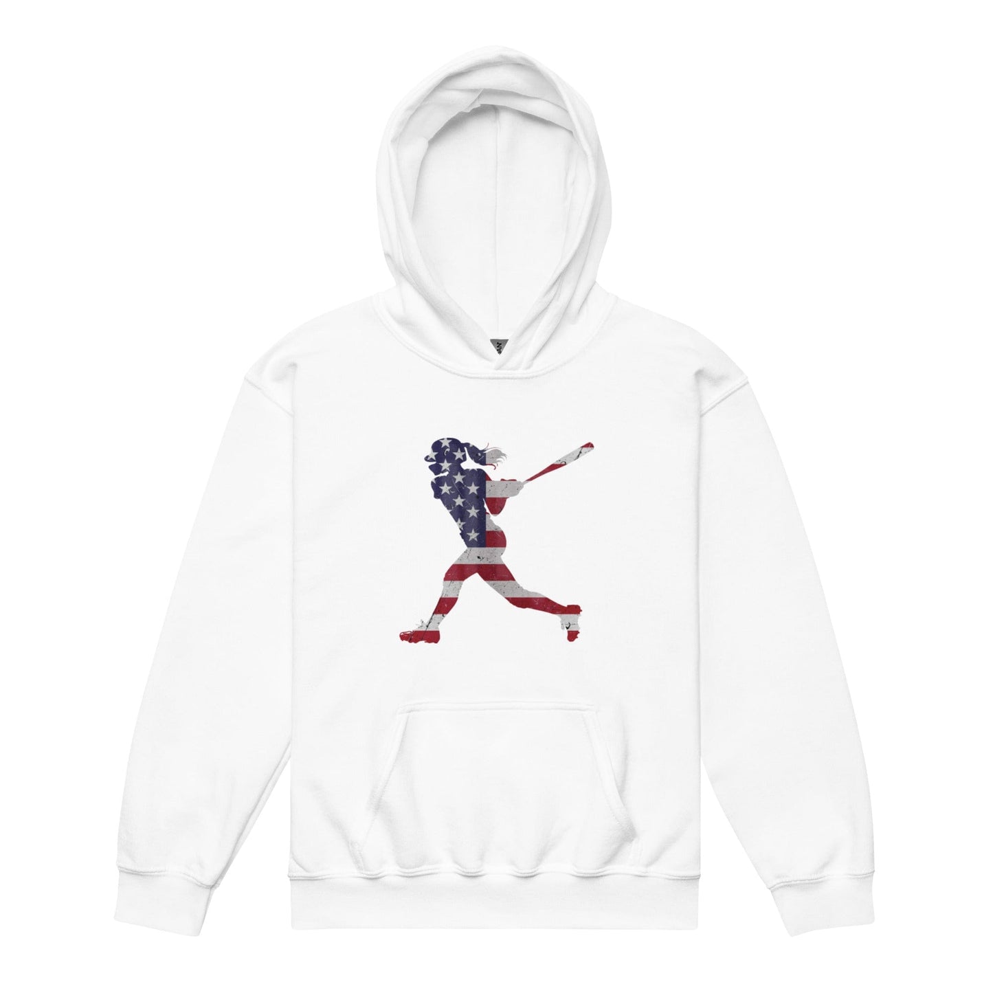 American Flag Softball Batter - Youth Hoodie