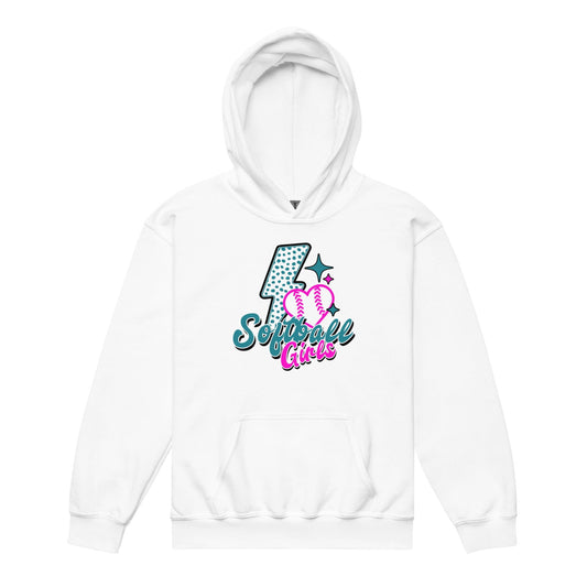 SA Apparel Youth Hoodie White / S / Soft Style/Cotton Softball Girls - Youth Hoodie