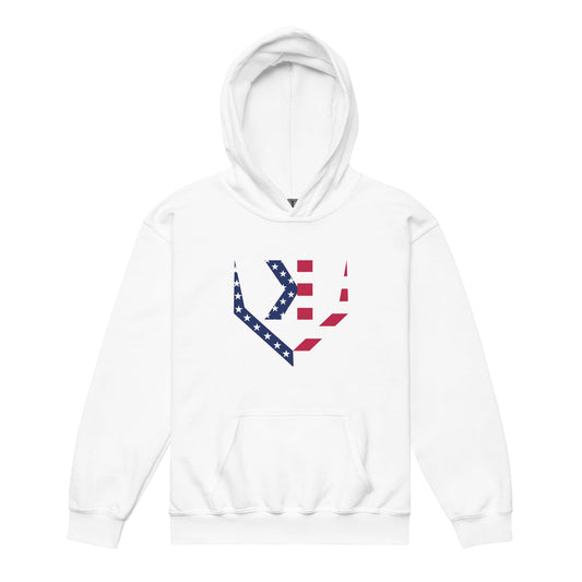 SA Apparel Youth Hoodie White / S American Flag Home Plate Non-Distressed - Youth Hoodie