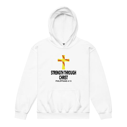 SA Apparel Youth Hoodie White / S Strength Through Christ Softball - Youth Hoodie