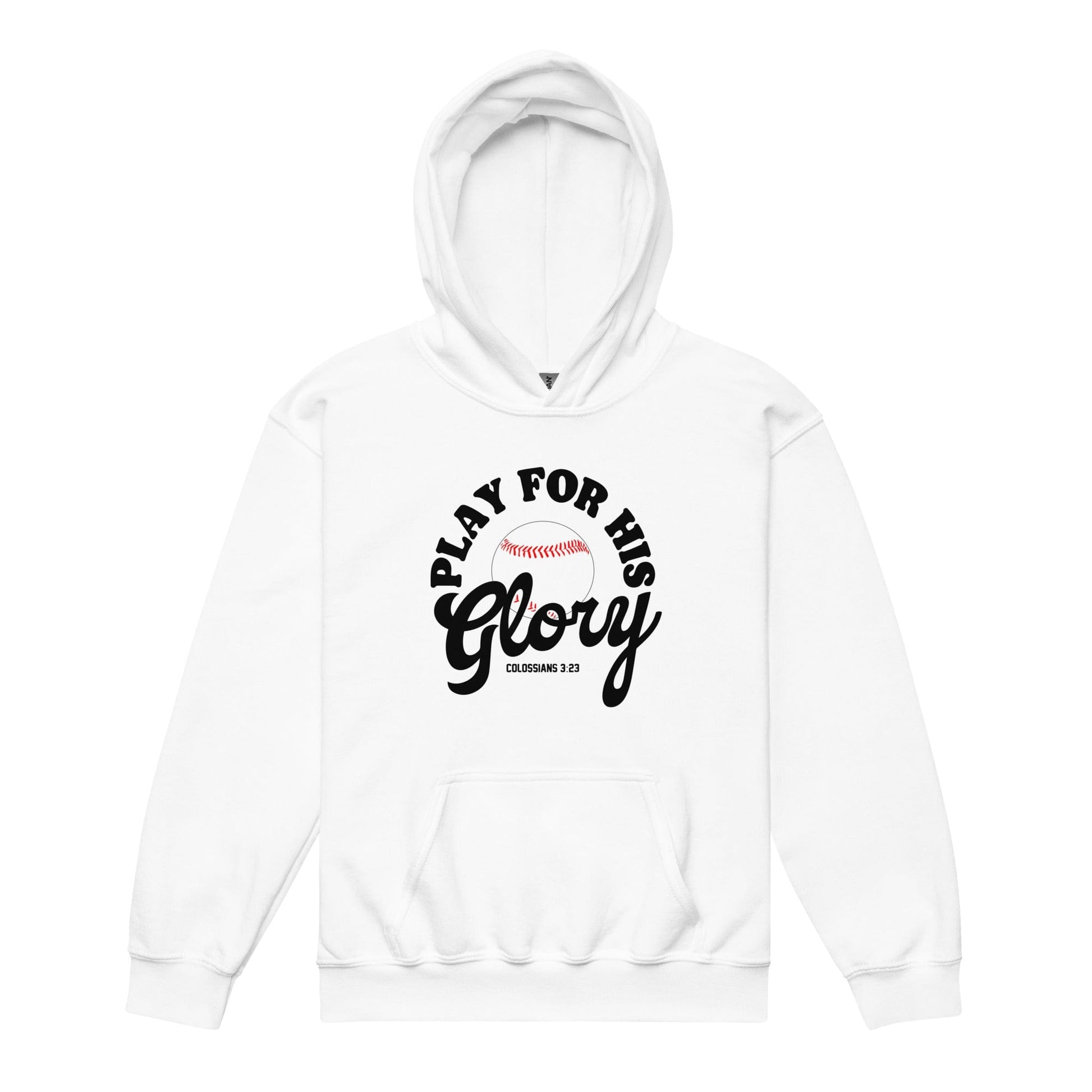 SA Apparel White / S Play For His Glory Baseball - Youth Hoodie