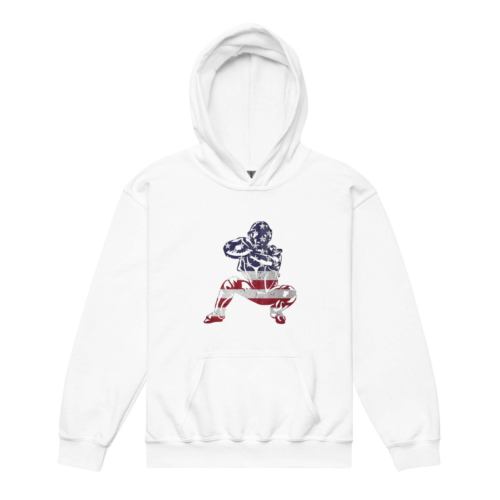 SA Apparel Youth Hoodie White / S American Flag Basebball Catcher - Youth Hoodie