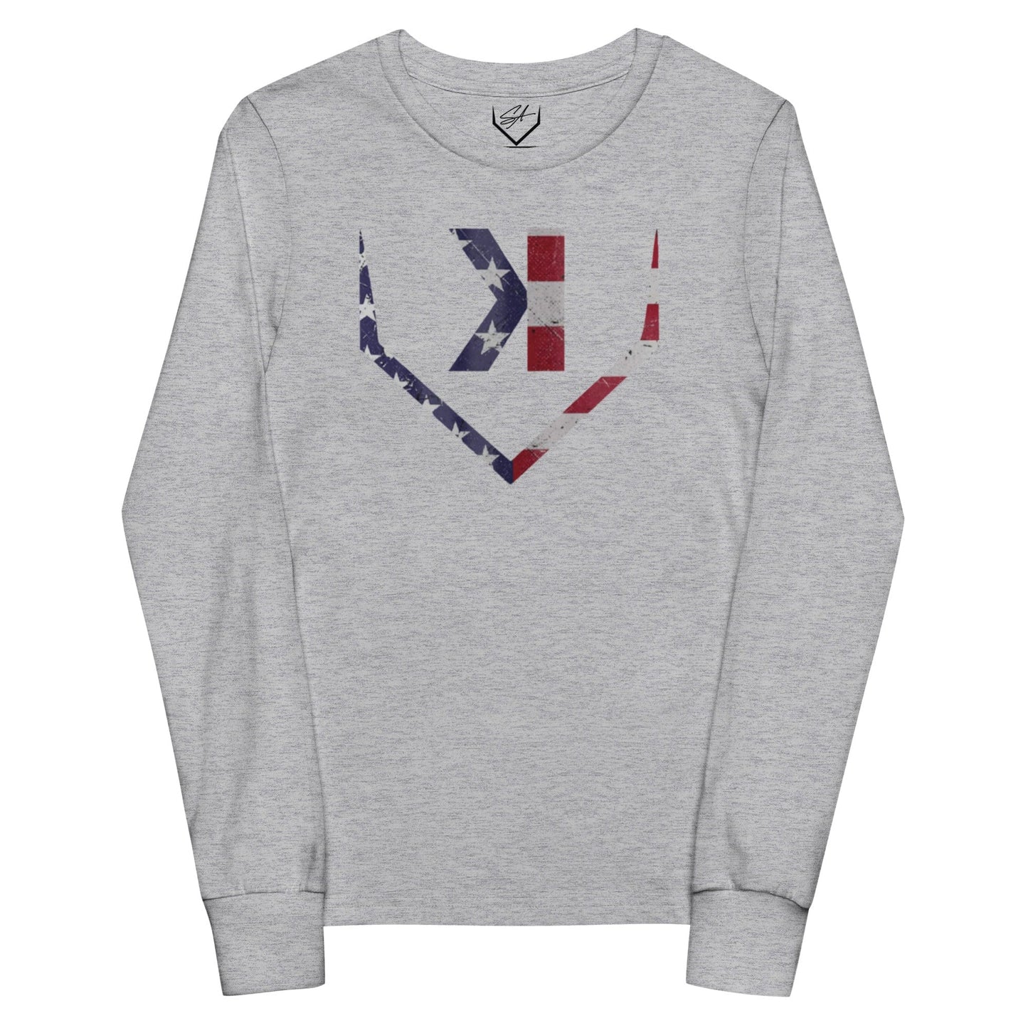 American Flag Home Plate - Youth Long Sleeve