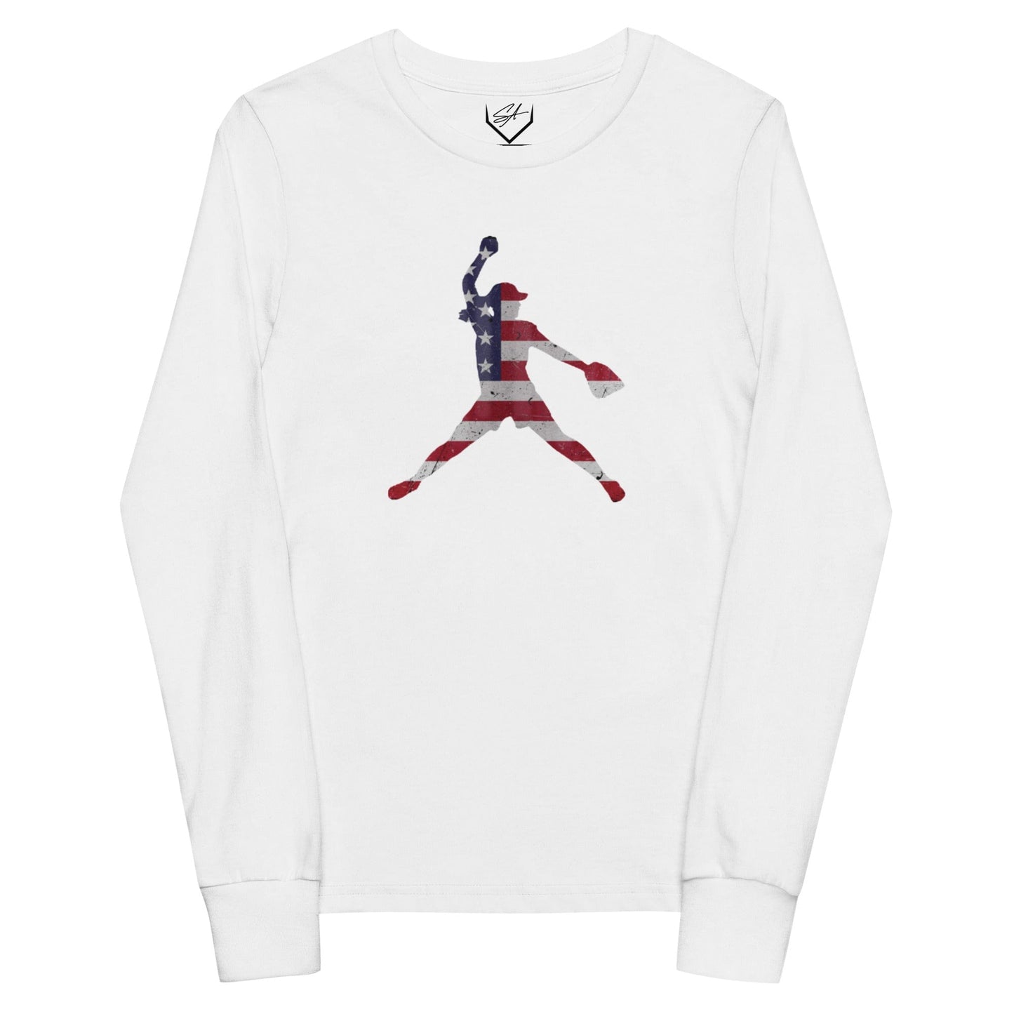 American Flag Softball Pitcher - Youth Long Sleeve