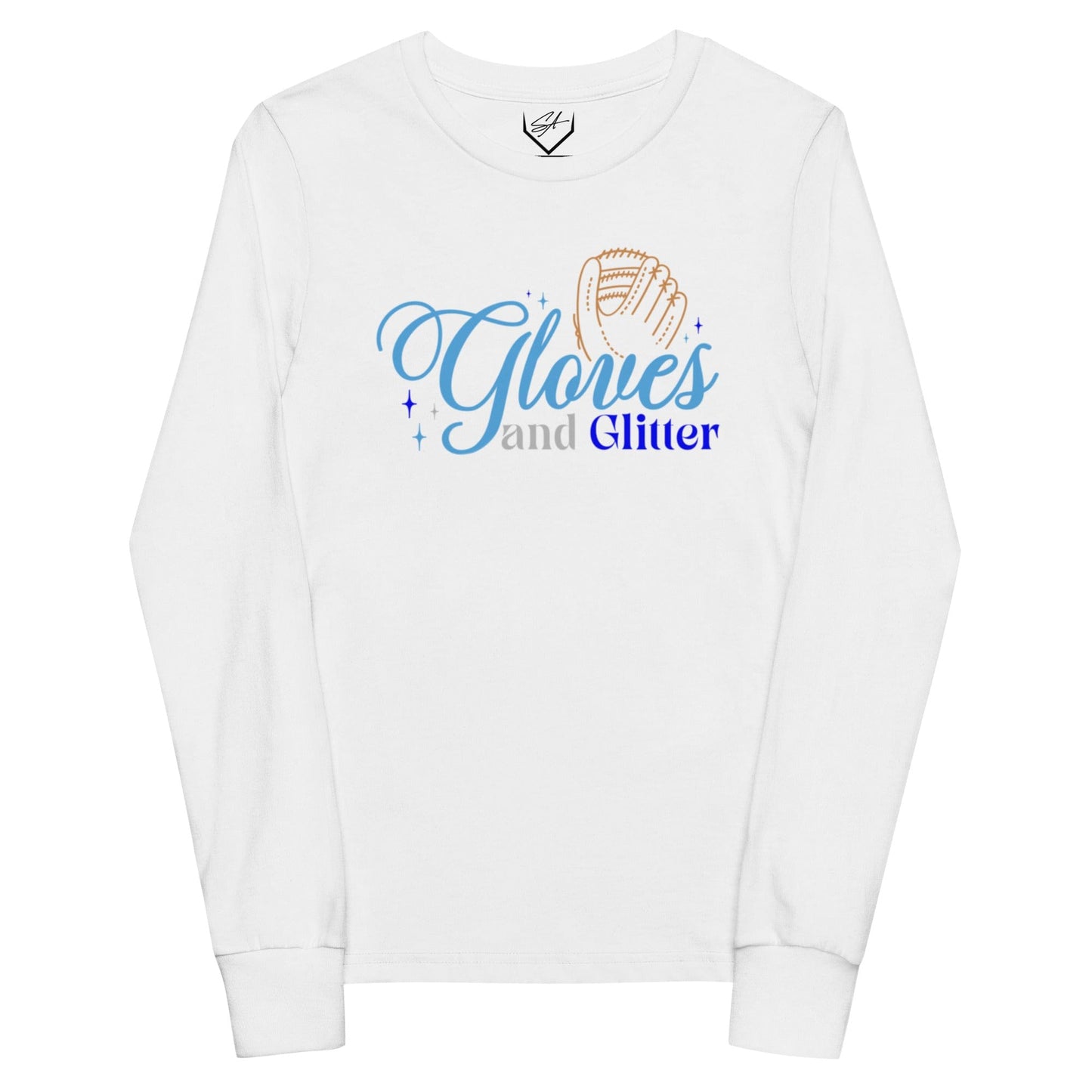 SA Apparel Youth Long Sleeve White / S Gloves And Glitter Blue - Youth Long Sleeve