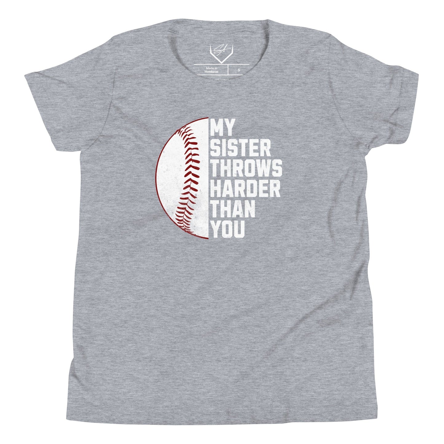 SA Apparel Youth Tee Athletic Heather / S My Sister Throws Harder Than You - Youth Tee