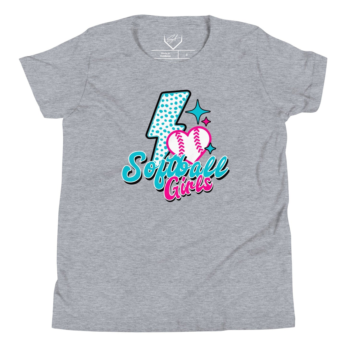 SA Apparel Youth Tee Athletic Heather / S / Soft Style/Cotton Softball Girls - Youth Tee