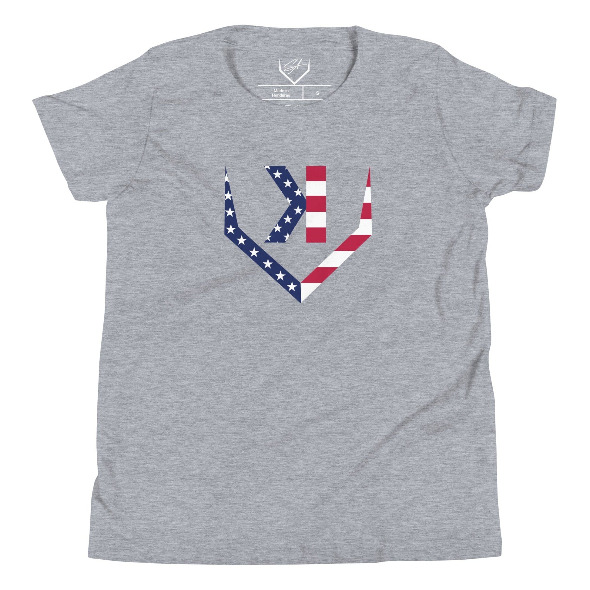 SA Apparel Youth Tee Light Grey / S American Flag Home Plate Non-Distressed - Youth Tee