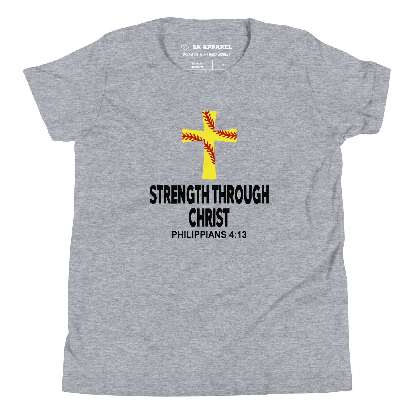 SA Apparel Youth Tee Light Grey / S Strength Through Christ Softball - Youth Tee
