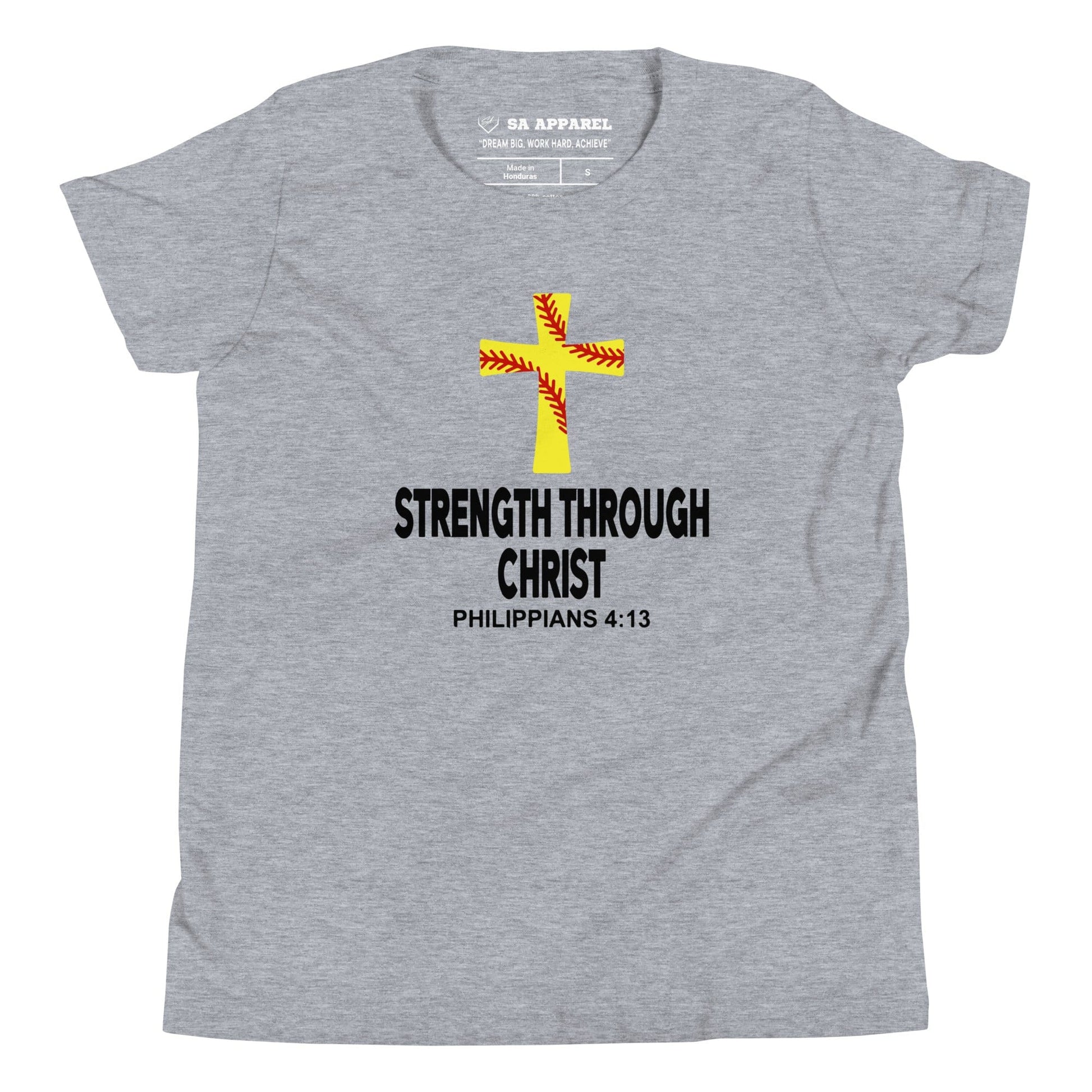 SA Apparel Youth Tee Light Grey / S Strength Through Christ Softball - Youth Tee