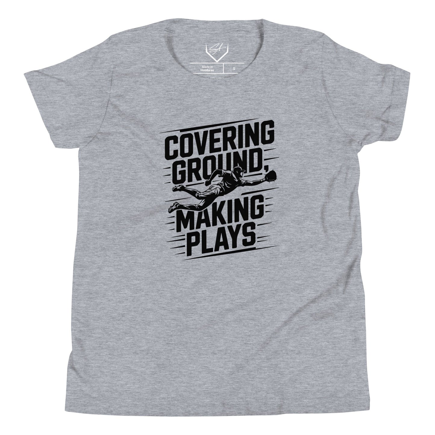 SA Apparel Youth Tee Light Grey / S Covering Ground Making Plays - Youth Tee