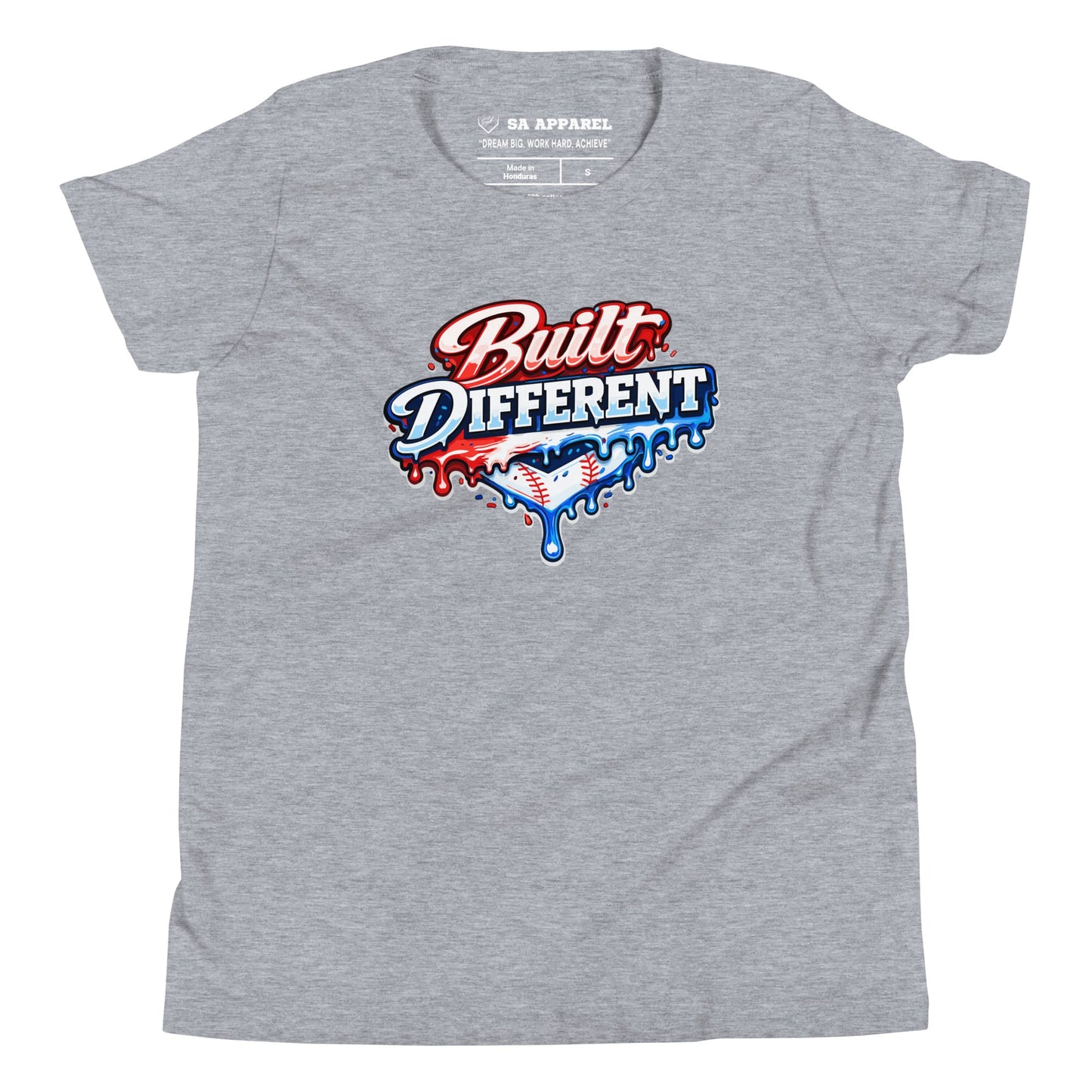 SA Apparel Youth Tee Light Grey / S / Soft Style/Cotton Built Different Baseball - Youth Tee