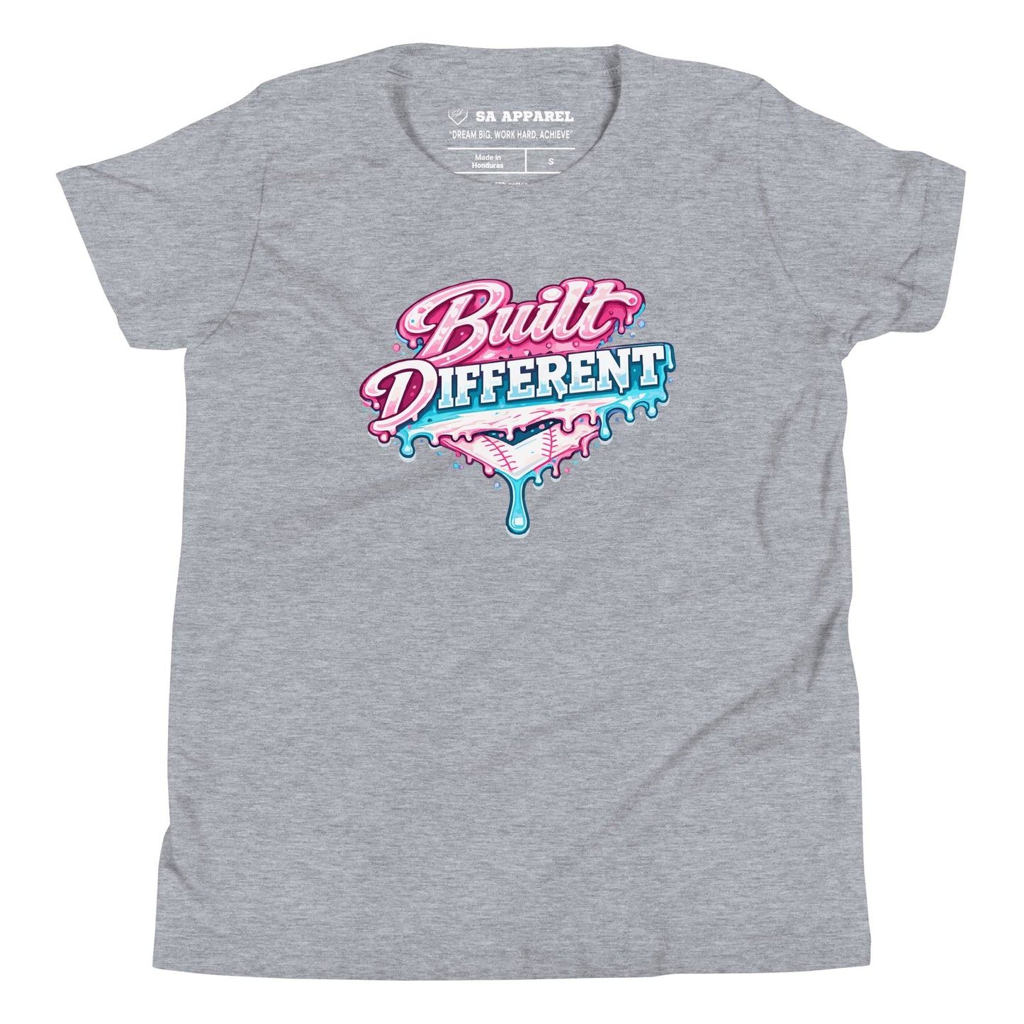SA Apparel Youth Tee Light Grey / S / Soft Style/Cotton Built Different Softball - Youth Tee