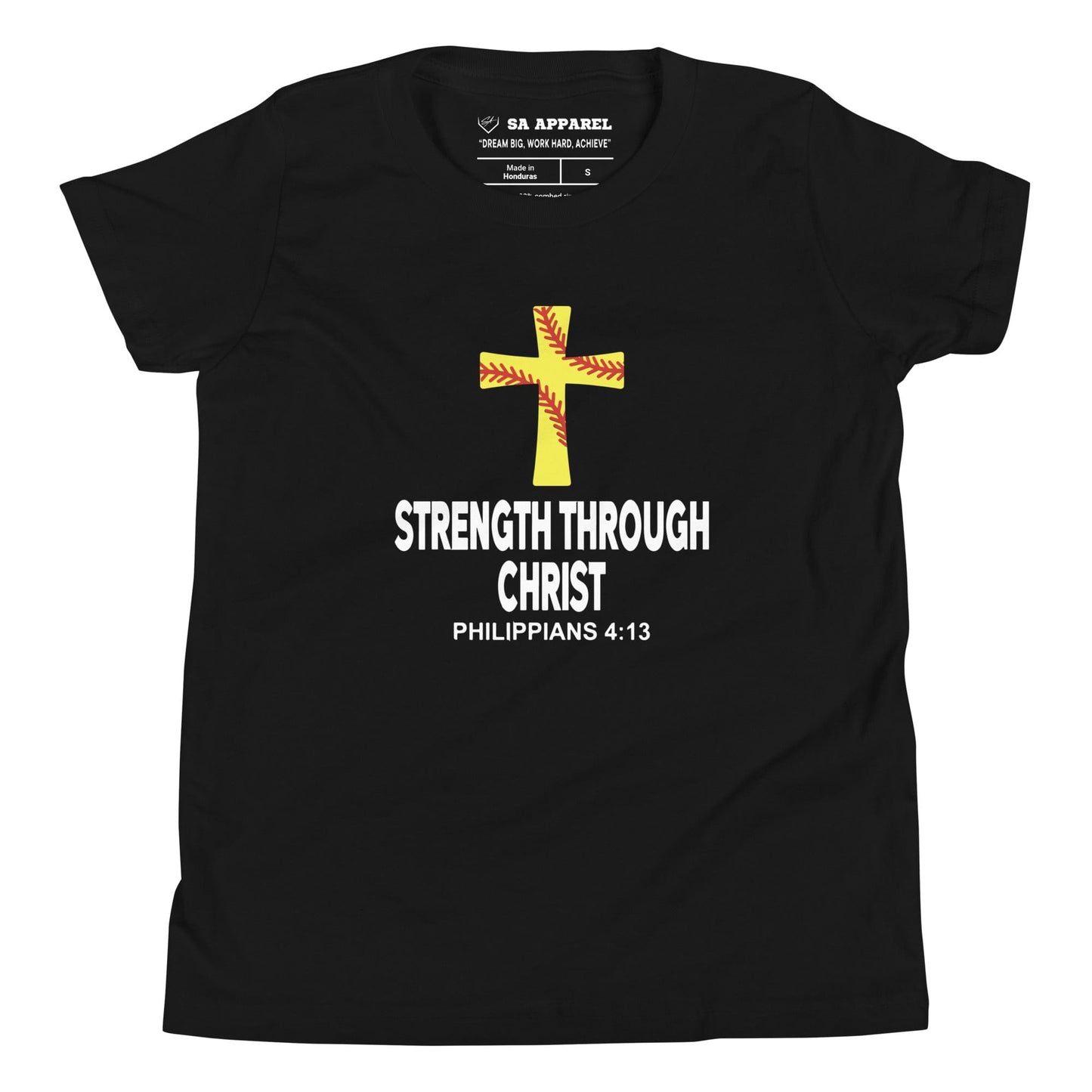 SA Apparel Youth Tee Black / S Strength Through Christ Softball - Youth Tee