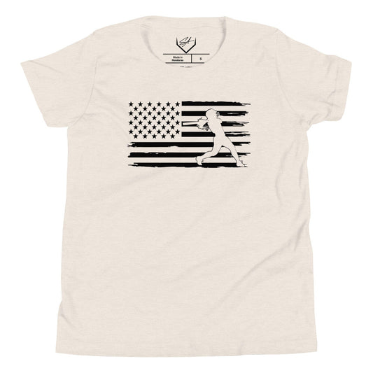 SA Apparel Natural / S Flag Softball Batter - Youth Tee