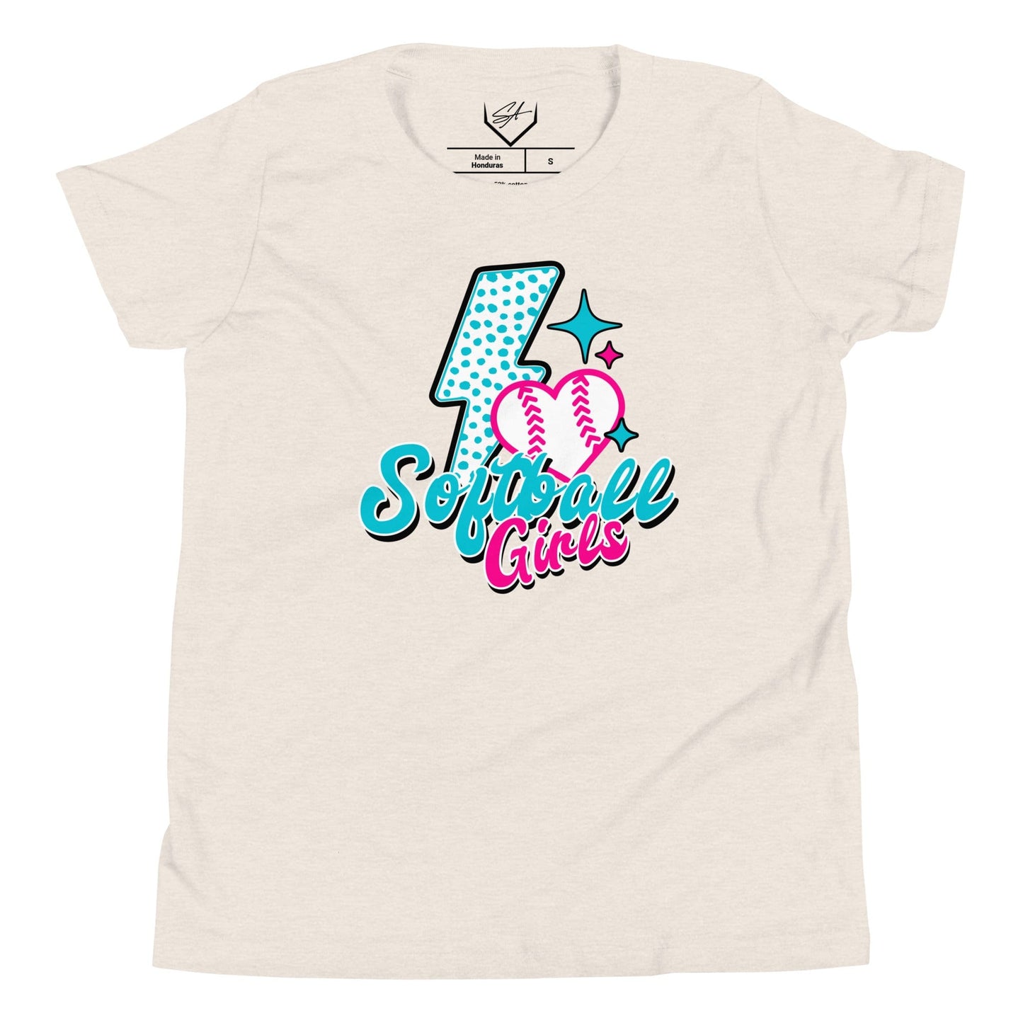 SA Apparel Youth Tee Natural / S / Soft Style/Cotton Softball Girls - Youth Tee